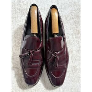 French Shriner Oxblood Tassel Loafers Mens 9.5C Narrow Burgundy Leather